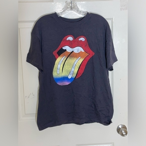 H&M Women's Casual The Rolling Stones Logo Gray Short Sleeve T-Shirt Top Small - Picture 8 of 11